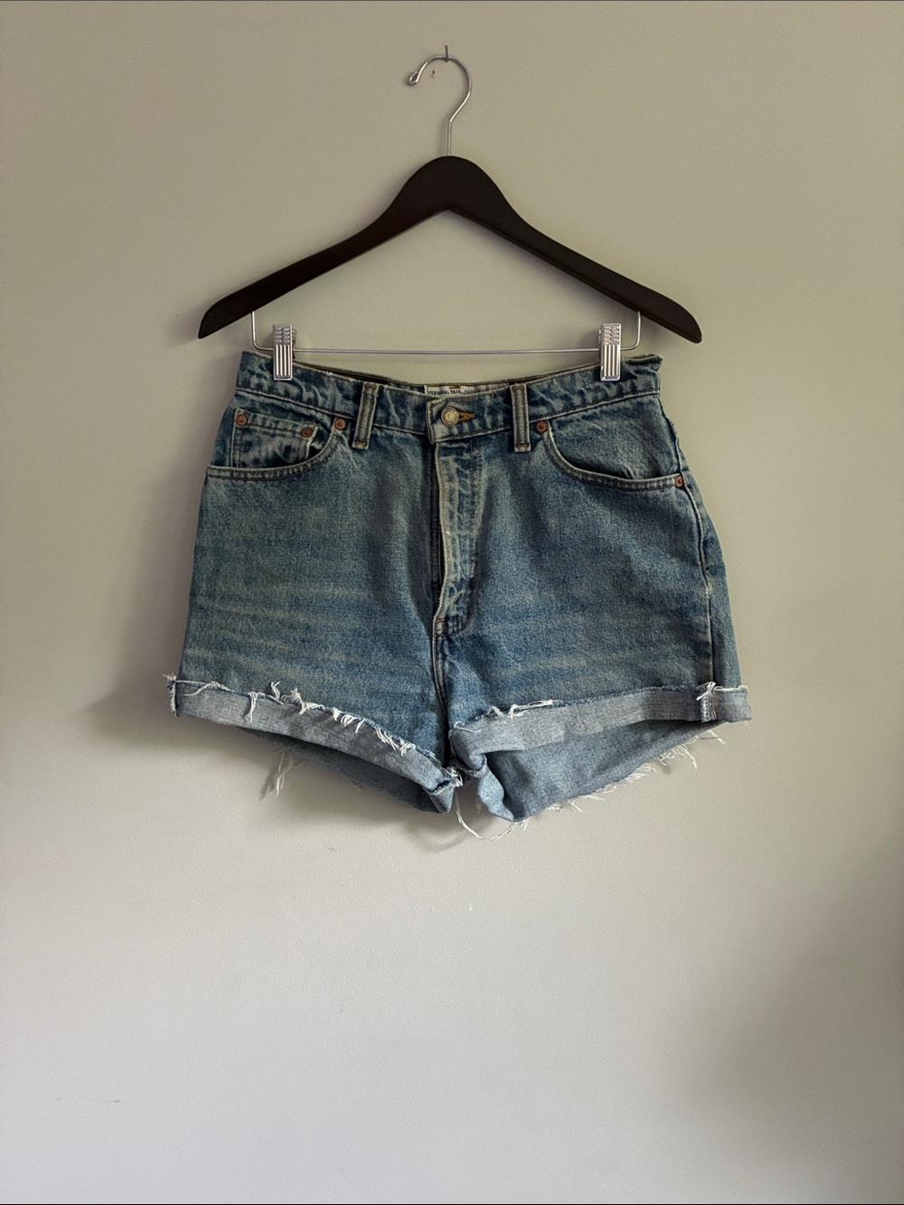 Vintage Levi's Rolled Hem Light Blue Denim Shorts